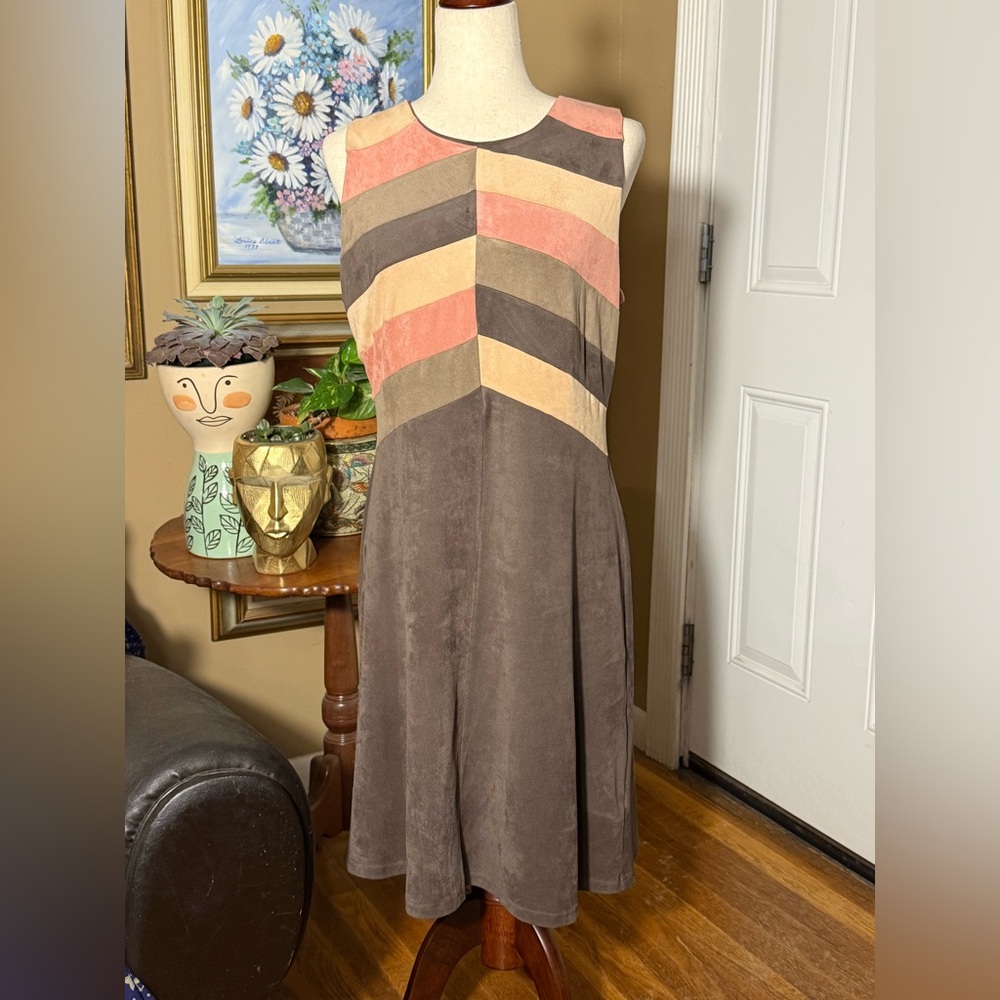 Spense Clorblock Retro Dress Faux Suede Size 10